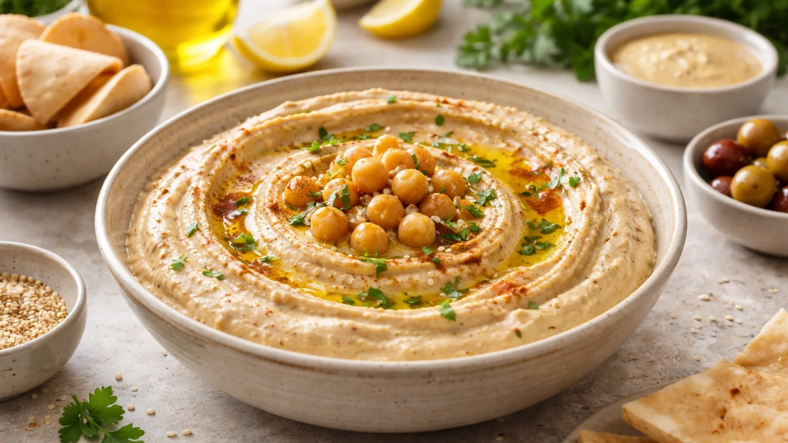 Фото блюда: Кувейтский хумус из нута с кунжутной пастой тахини