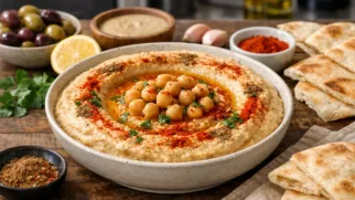 Фото рецепта: Катарский хумус из нута с тахини и паприкой