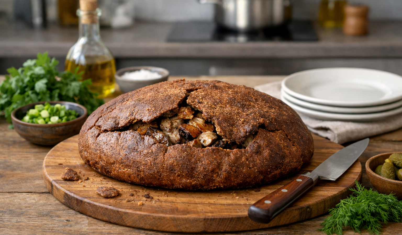 Фото блюда: Финский калакукко с рыбой и свининой в ржаном тесте, рецепт с фото