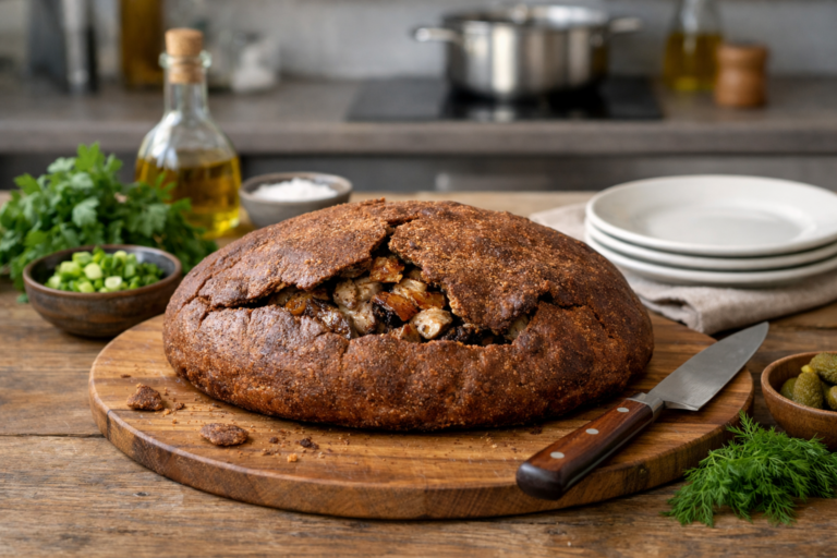 Фото блюда: Финский калакукко с рыбой и свининой в ржаном тесте