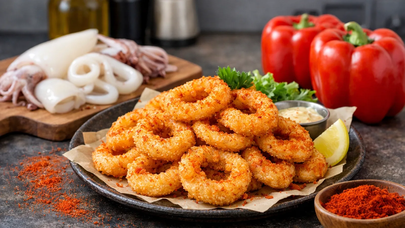 Фото блюда: Кальмары в панировке с паприкой, рецепт с фото