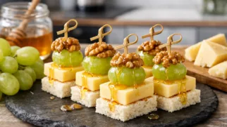 Фото рецепта: Канапе с сыром и виноградом