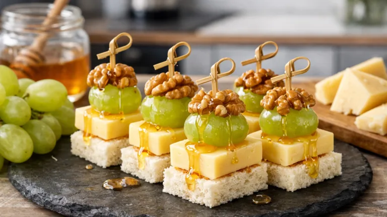 Фото блюда: Канапе с сыром и виноградом