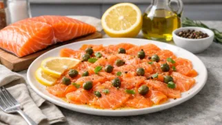 Фото рецепта: Карпаччо из лосося с каперсами