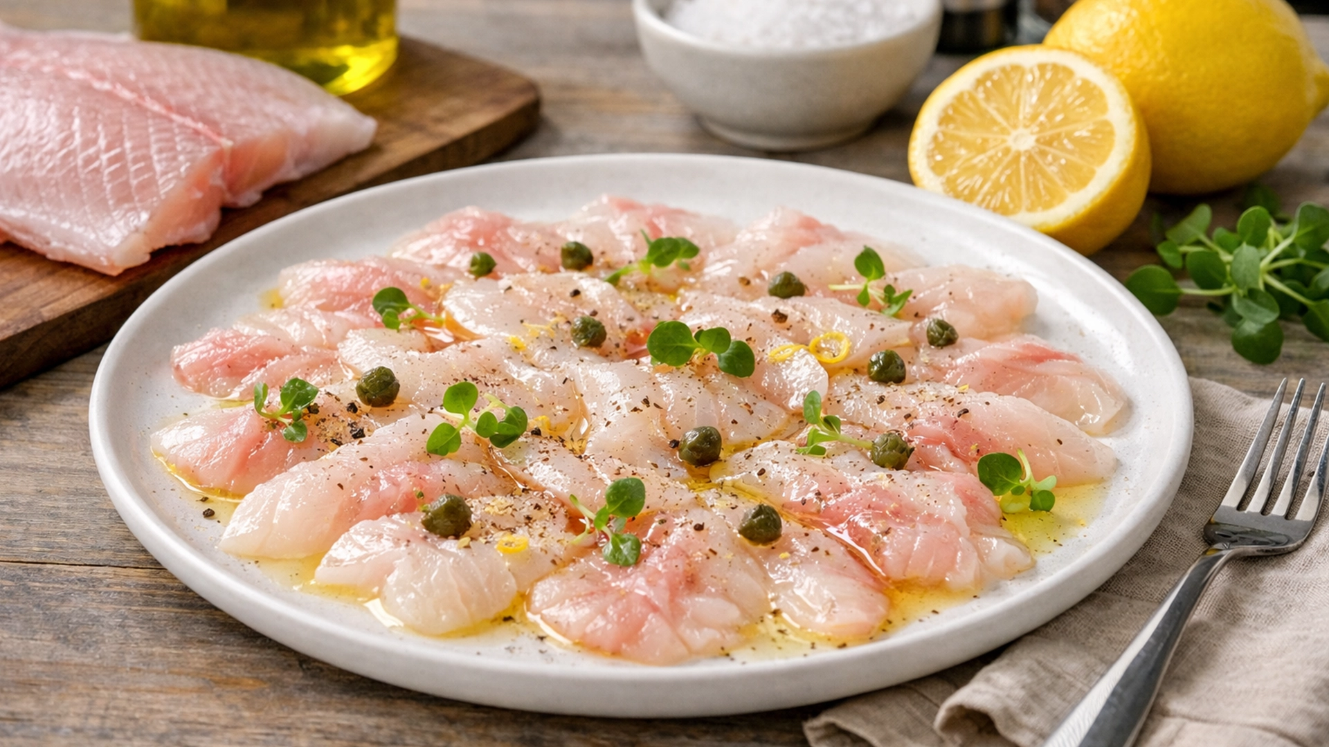 Фото блюда: Карпаччо из морского окуня