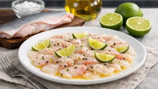 Фото рецепта: Карпаччо из сибаса с лаймом