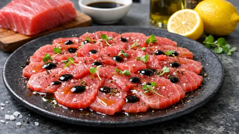 Фото блюда: Карпаччо из тунца с соевым соусом