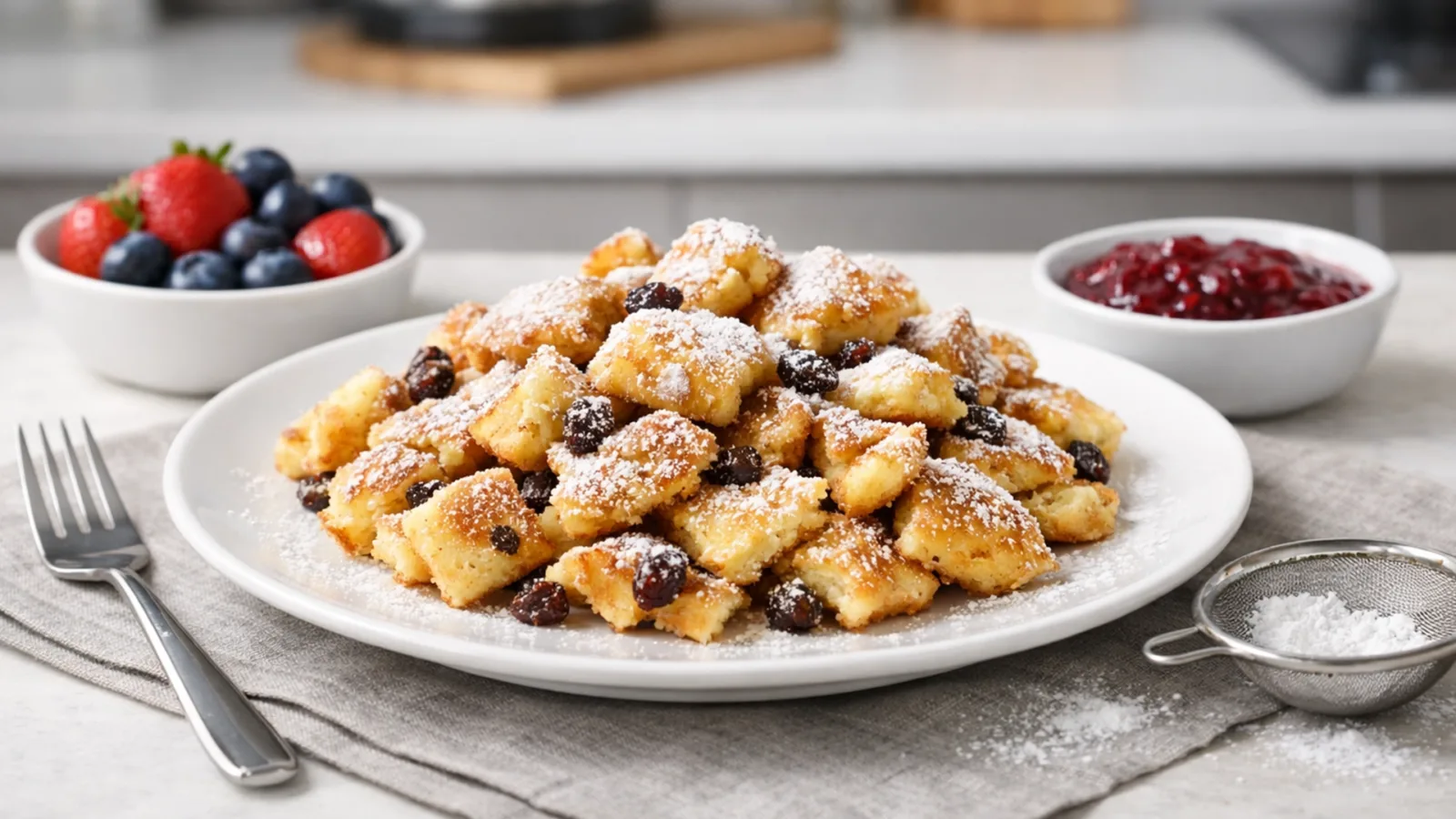 Фото блюда: Кайзершмаррн пышный омлет с изюмом классический рецепт австрийского десерта