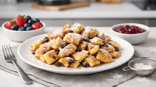 Фото рецепта: Кайзершмаррн пышный омлет с изюмом классический рецепт австрийского десерта