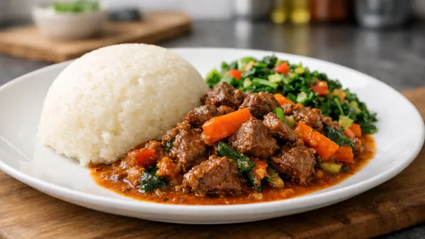 Кенийское блюдо угали с мясом