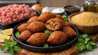 Фото рецепта: Киббе жареные шарики из фарша и булгура