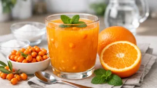 Фото рецепта: Яркий кисель из облепихи с апельсином