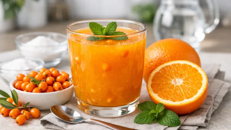 Фото блюда: Яркий кисель из облепихи с апельсином