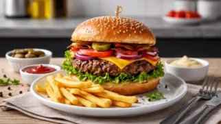 Фото рецепта: Классический бургер с сочной говяжьей котлетой