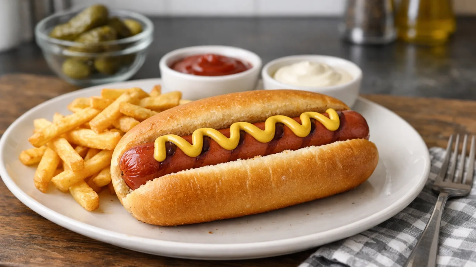 Фото блюда: Классический хот-дог с горчицей рецепт американского фастфуда