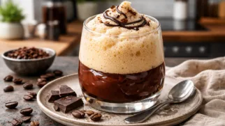 Фото рецепта: Кофейная пена с шоколадным кремом рецепт десерта молекулярной кухни