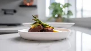 Фото рецепта: Конгрио с зелёной спаржей – рецепт с панировкой