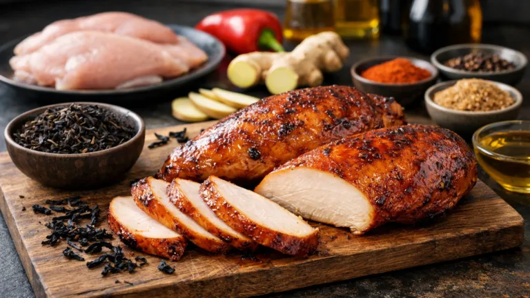 Фото блюда: Ароматная копченая курица на черном чае и специях