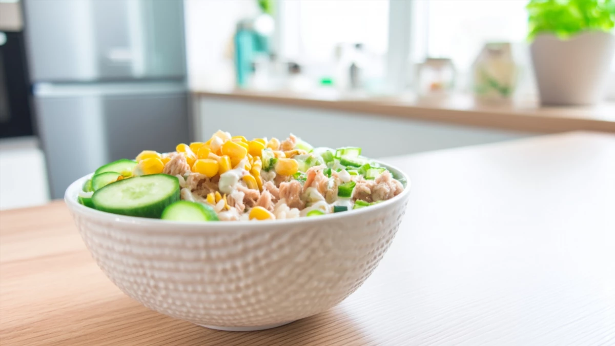 Фото блюда: Коричневый рис с консервированным тунцом