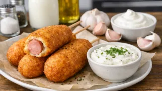 Фото рецепта: Корн-дог с чесночным соусом