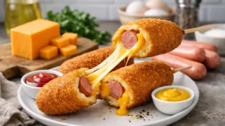 Фото рецепта: Корн-дог с сыром чеддер