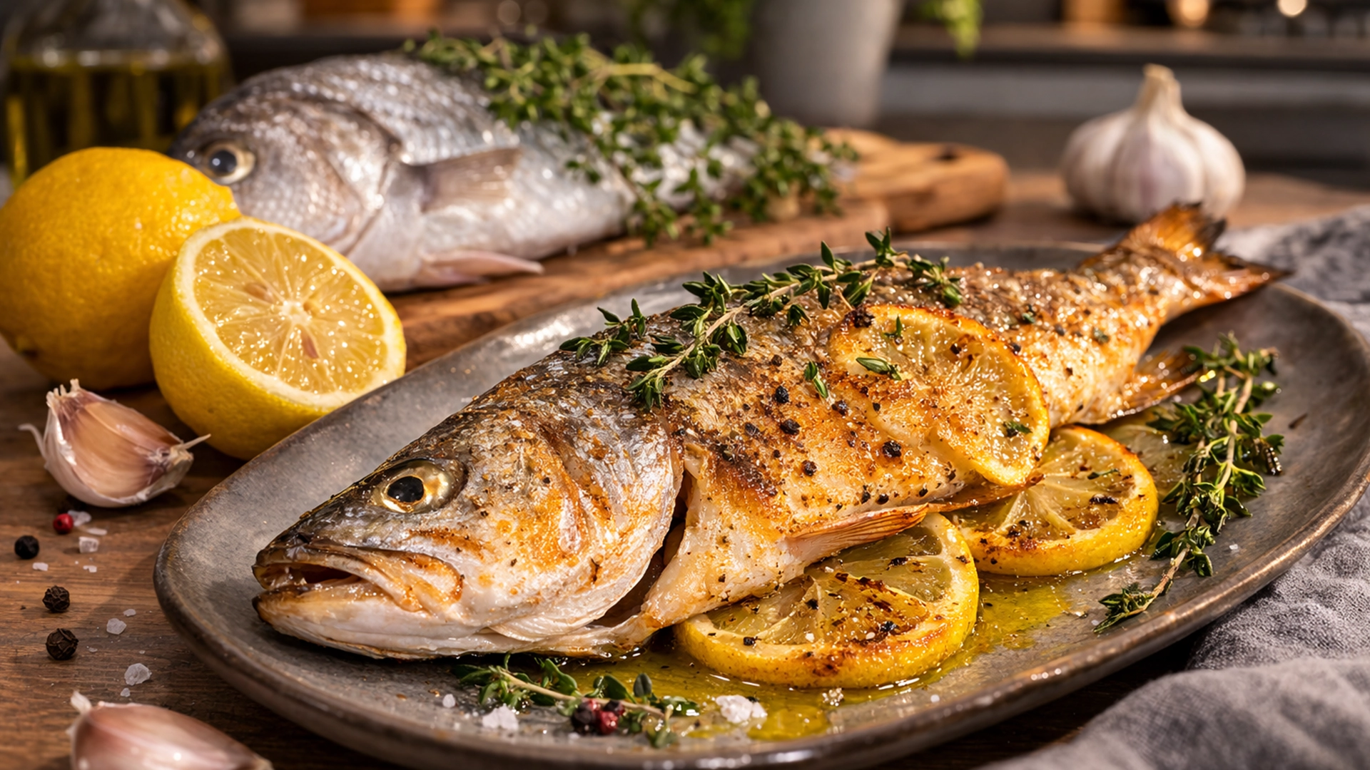 Фото блюда: Сочная корвина запечённая с лимоном и чесноком