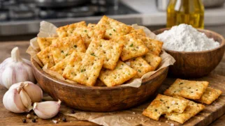 Фото рецепта: Крекеры с чесноком