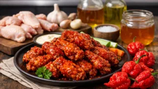 Фото рецепта: Огненные куриные крылышки в соусе каролина рипер