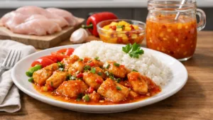 Фото блюда: Курица с соусом манго-чили