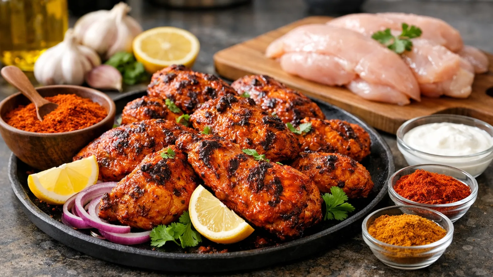 Фото блюда: Курица тандури со смесью тандури масала пряная