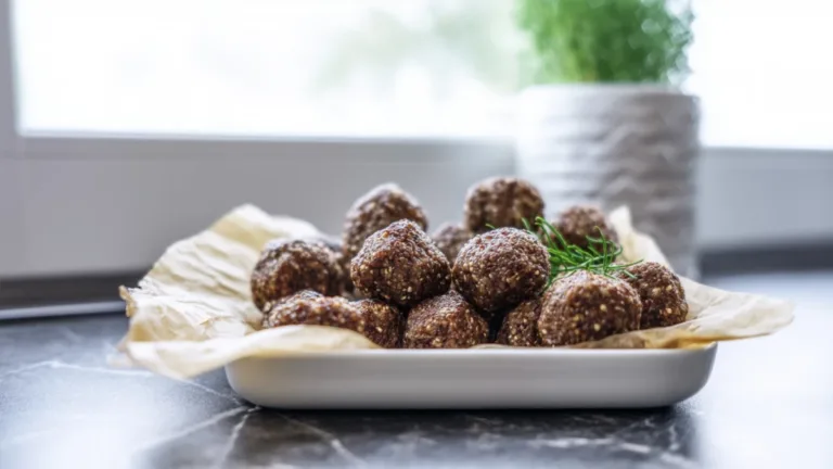 Фото блюда: Куриные шарики с льном – здоровый и вкусный рецепт