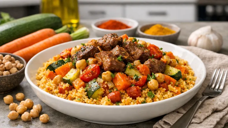 Фото блюда: Кускус с бараниной и овощами по алжирскому рецепту