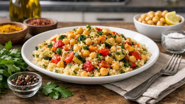 Фото блюда: Кускус с овощами и нутом рецепт ароматного блюда североафриканской кухни