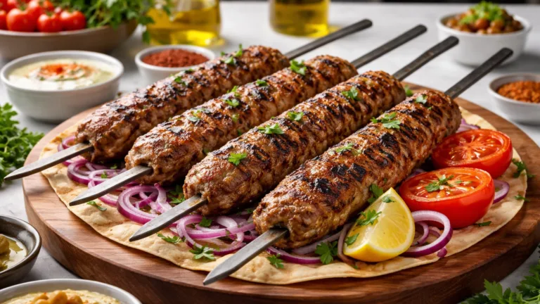 Фото рецепта: Кувейтский люля-кебаб из баранины на гриле