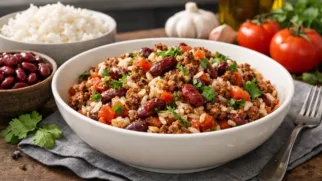 Фото рецепта: Сытная ла бандера рис с фасолью и мясом