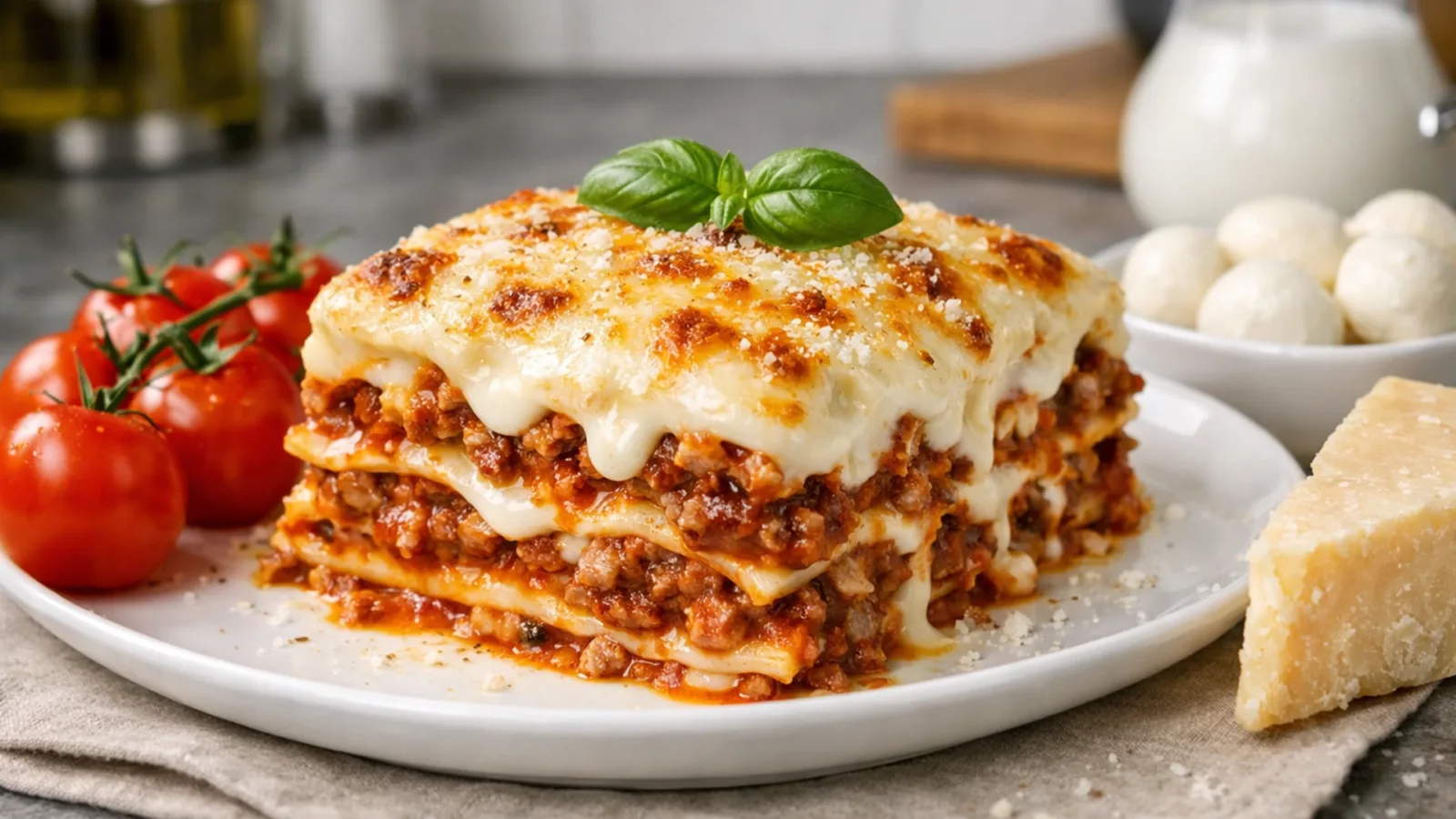 Фото блюда: Лазанья с соусом бешамель и говяжьим фаршем