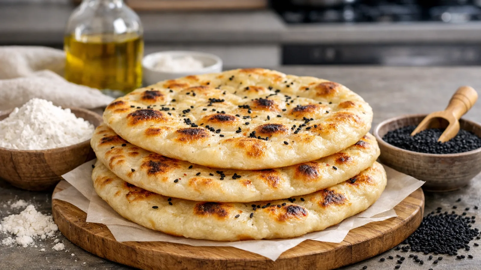 Фото блюда: Ароматные лепешки с калинджи на сковороде