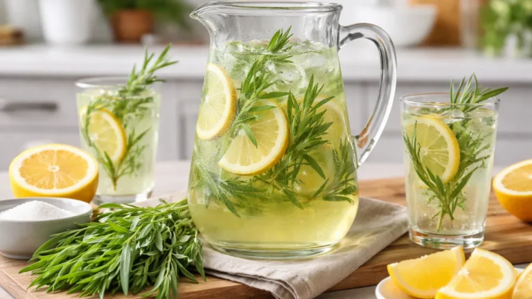 Фото блюда: Освежающий домашний лимонад с эстрагоном и лимоном