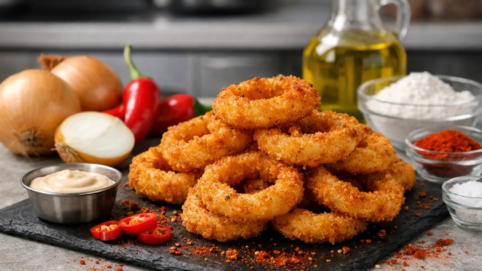 Фото блюда: Луковые кольца острые, рецепт с фото