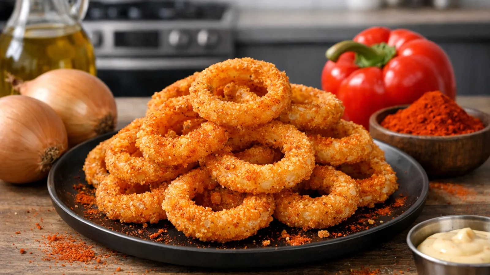 Фото блюда: Луковые кольца с паприкой, рецепт с фото