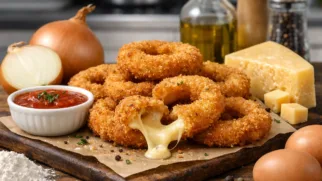 Фото рецепта: Луковые кольца с сыром