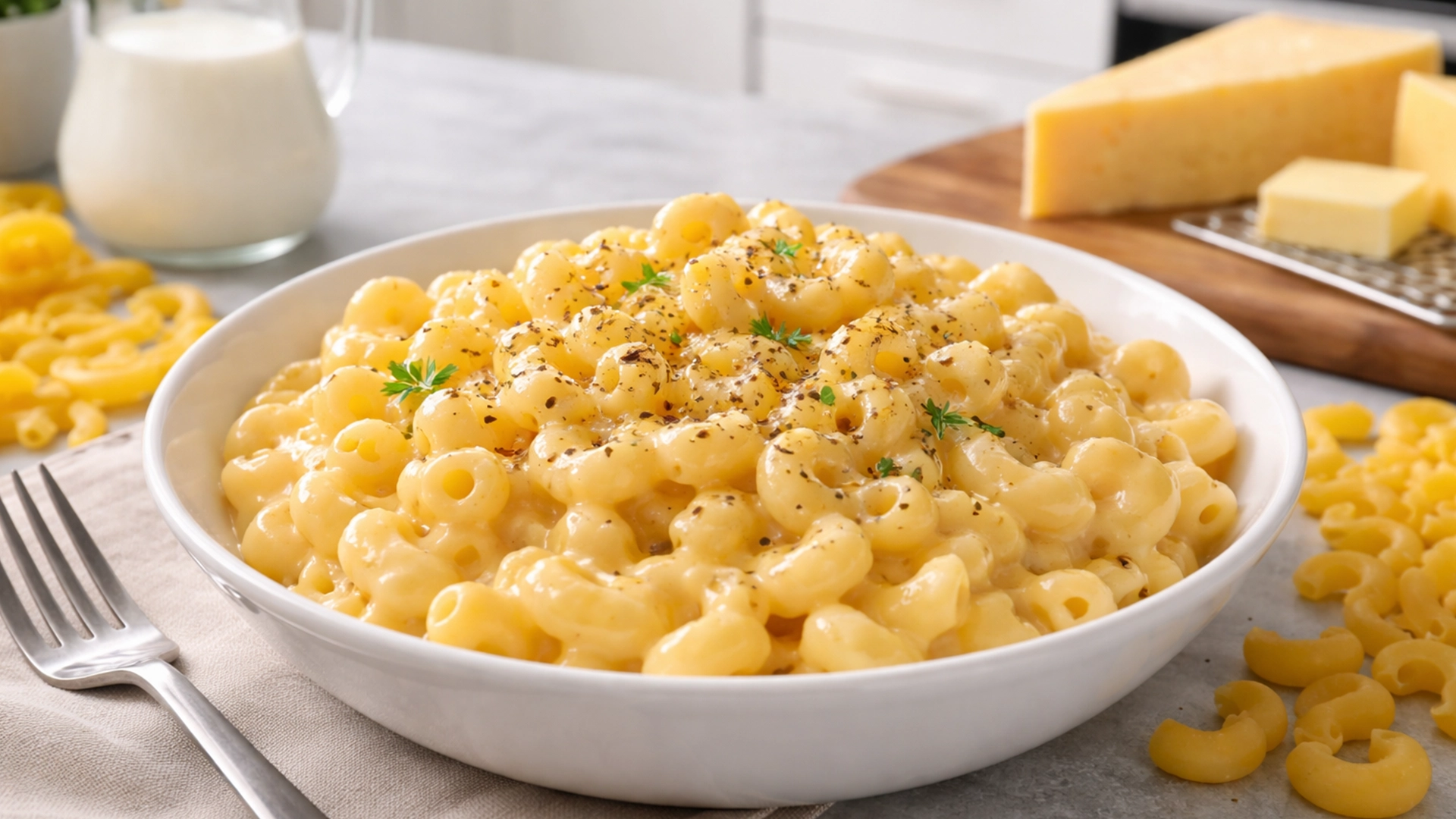 Фото блюда: Макароны рожки с сыром сливочные