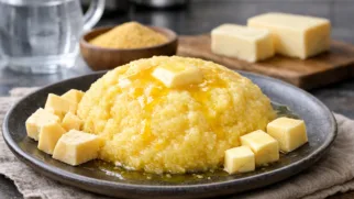 Фото рецепта: Мамалыга кукурузная с сыром и маслом