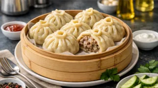 Фото рецепта: Манты с бараниной и луком на пару