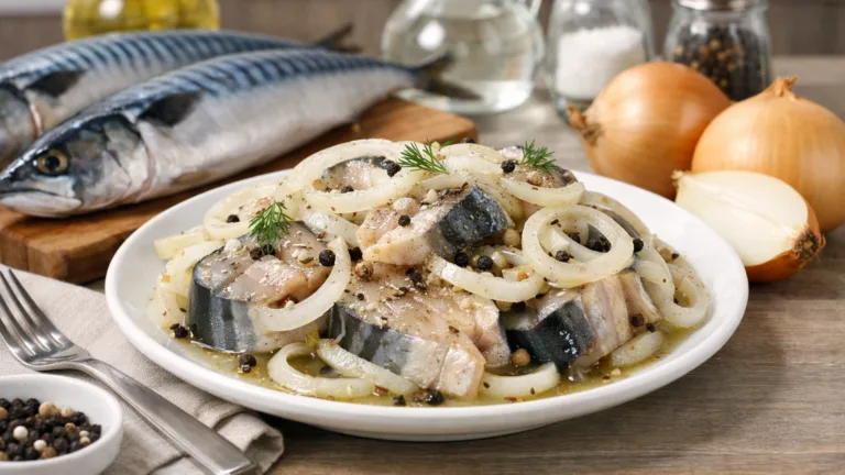 Фото блюда: Маринованная скумбрия с луком