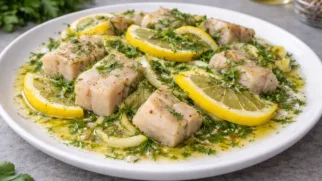 Фото рецепта: Сочный минтай в фольге с лимоном запечённый в духовке