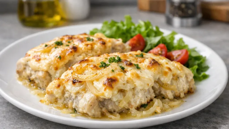 Минтай запечённый с майонезом и луком