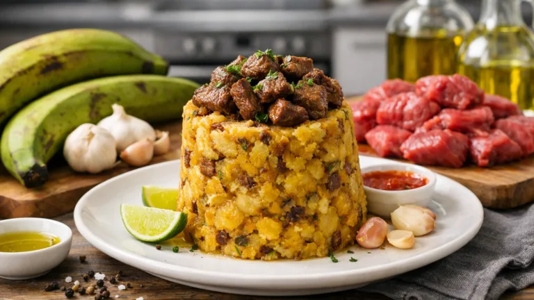 Фото рецепта: Мофонго из жареных бананов с мясом