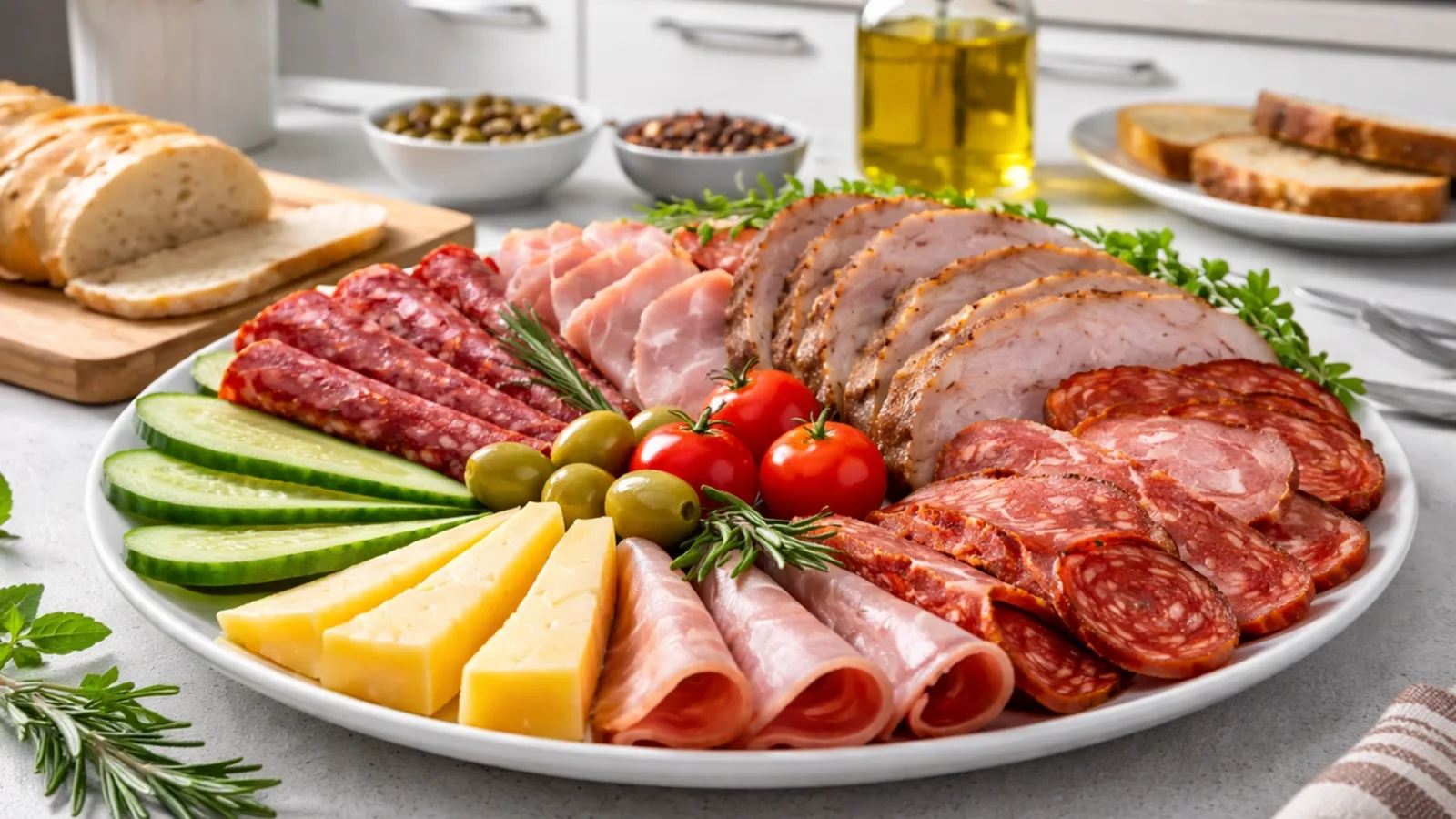 Фото блюда: Разнообразная мясная тарелка с насыщенным вкусом и красивой подачей., рецепт с фото