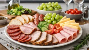 Фото блюда: Большая мясная тарелка с разнообразием вкусов и эффектной подачей.